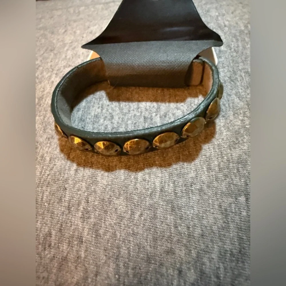 Leather Studded Black and Silver Bracelet